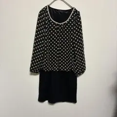 C.D.S BASIC｜水玉ドット柄 切り替えドッキングワンピース M シフォンのサムネイル