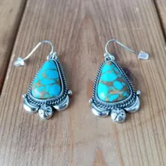 M*！様 300円スタート❗️ターコイズピアス　インディアンジュエリー新品未使用