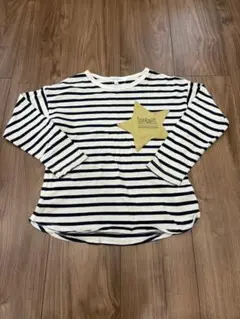 3can4on 星柄ポケット付きボーダーロングTシャツ　120cm