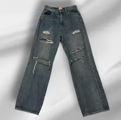 【CIAO PANIC】ダメージ加工ブルーストレートジーンズ M