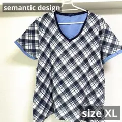 semantic design Vネック半袖Tシャツ　サイズXL 水色のサムネイル