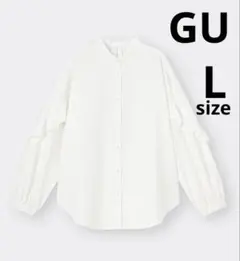GU ラッフルスリーブブラウス（長袖） ホワイト Lサイズ