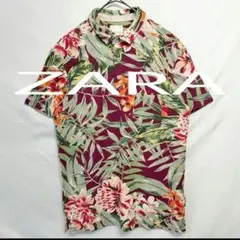 【美品！】ZARA ザラ 総柄 花柄 ポロシャツ ワンポケット