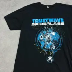 スパイダーラボズ　ビッグプリント　企業　半袖　Tシャツ　古着　ブラック　XL