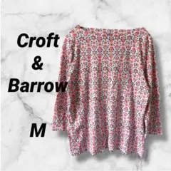 0901　クロフトアンドバロー　カットソー　ロングTシャツ　花柄　白×ピンク