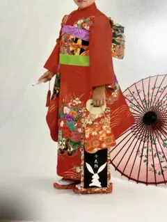 410ag98◎七五三 七歳 女児 着物&袋帯&長襦袢 セミアンティーク◎ 501ag39□七五三 七歳 セミアンティーク風 女児 着物&袋帯 菊