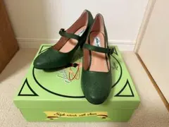 【未使用3/14までCollectif コレクティフパンプスUK5グリーン