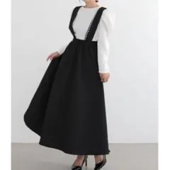 完売品　Aラインパールフレアロングスカート　サロペット フリーサイズ