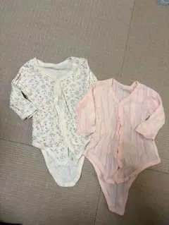 ボディスーツ 肌着 長袖 2枚セット(西松屋) 80サイズ　花柄