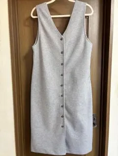 グレー ボタン付き ワンピース　サロペット