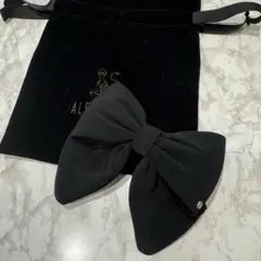 アレクサンドルドゥパリ リボン バレッタ ブラック 8cm