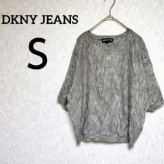 一点物✨DKNY JEANS【Ｓ】 五分袖ドルマンスリーブ ゆったりニット 杢調