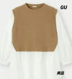 【16日までの特別価格】GU ベストコンビネーションチュニック レイヤードシャツ