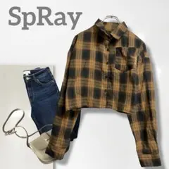 k【スプレイ】チェックシャツ/美品 ショート丈 着回し 大人カジュアル 人気