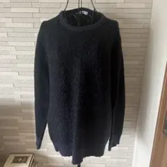 INHERIT ネイビー ヘリンボーン編み セーター