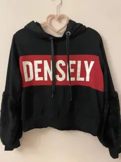 DENSLEY フード付きトレーナー ブラック/レッド