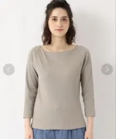 green label relaxing ワイドリブテレコボートネックカットソー