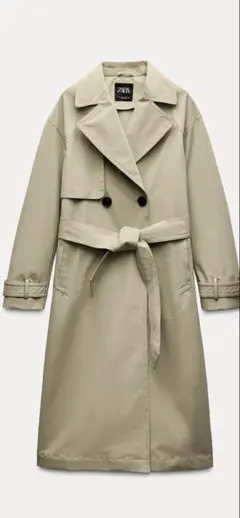ZARA☆撥水加工入りベルト付きミディアム丈トレンチコート