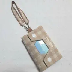ハンドメイド、チェック柄のポータブルポケットティッシュカバー、ストラップ付き