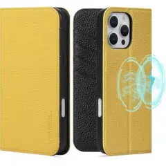 MagSafe対応 イエロー手帳型ケース