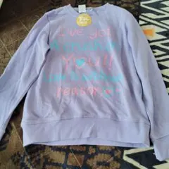 新品 パープル 長袖カットソー 150サイズ メッセージプリント