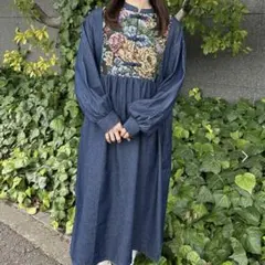 kutir デニム チャイナ ワンピース