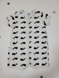 プチバトー　くじら柄　半袖ロンパース　6m/67cm