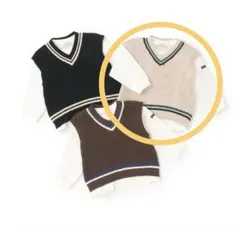 プティマイン　ニットベストと長袖Tシャツのセット　アイボリー　110センチ