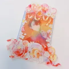 ハンドメイド 硬質ケース デコ トレカ オレンジ ピンク ホワイト
