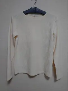 comme ca Matureアイボリー リブ編み 長袖ニット　F
