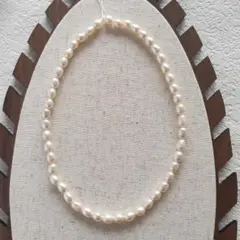 P565-16ミルキーホワイト淡水パールビーズ オーバル/ドロップ型約6-7mm