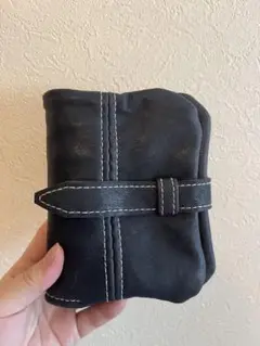 新品 黒い合成皮革の折りたたみ6穴手帳