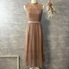 Aimer Acret クロシェ風レースドレス　ワンピース　結婚式　9号　ピンク