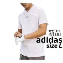 新品adidas アディダス ゴルフ半袖ポロシャツ ホワイト Lサイズ ロゴ刺繍