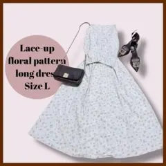 レースアップ切替ワンピース　L　ミントグリーン　可愛い　ロング丈　量産型