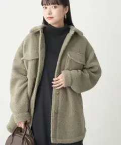earth music & ecology オリーブグリーン ボアジャケット
