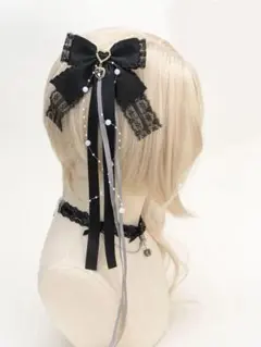 サブカル 推し活 長め レースリボンツインヘアクリップ 地雷 量産 オタク 応援