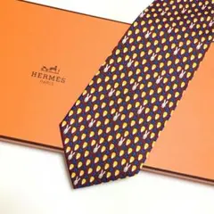未使用級 エルメス HERMES ネクタイ ワインレッド アニマル柄 ラビット