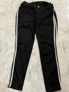 子供 キッズ ブラック ストライプ ロングパンツ M【値下げ中】