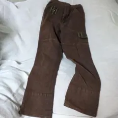 ブラウン 長ズボン チェック柄ポケット付き