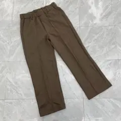 ウエストゴム スラックスパンツ ストレート 厚手 ブラウン M