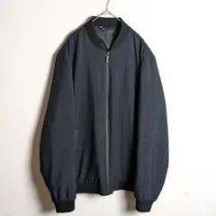 ジャケット　ブルゾン　濃紺　リブ黒　MA-1風デザイン　細チェック　古着