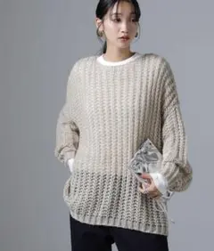 NANO universe モヘヤライクローゲージニットプルオーバー