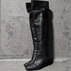 ヴィッチーニ VICINI ショートブーツ 37 1/2 レザー 黒 レディース 靴