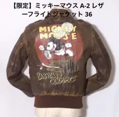 【限定】ミッキーマウス A-2 レザーフライトジャケット 36