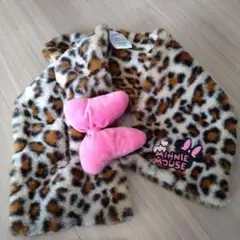 美品☆キッズ用 ミニーマウス ヒョウ柄マフラー F