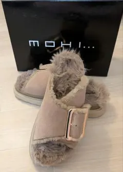 ✨美品✨✨MOHI✨　もふもふ　ファーサンダル シングルベルト　ベージュ　37 ✨美品✨✨MOHI✨ もふもふ ファーサンダル シングルベルト ベージュ