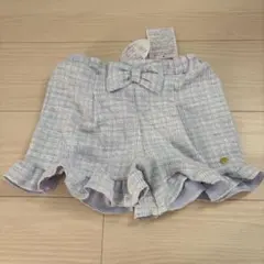 サックスカラー リボン付き ハーフパンツ 100