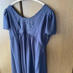 ネイビー レース切り替え ワンピース