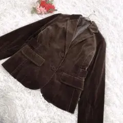 フロック加工 茶色　コーデュロイジャケット　9AR M